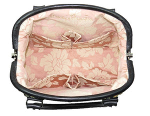 Black Leather and Rose Bouquet Tapestry Doctor Bag interior view