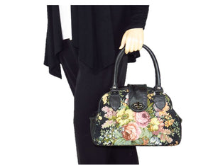Black Leather and Rose Bouquet Tapestry Doctor Bag model view