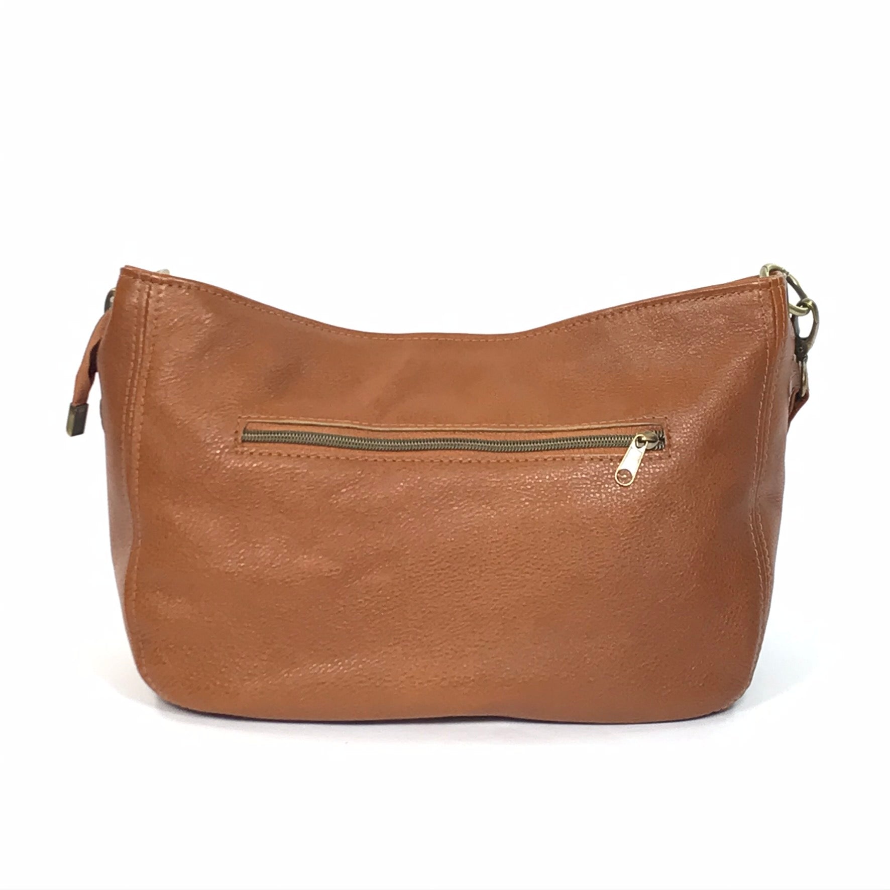 Cognac Brown Leather Slouchy Hobo back view