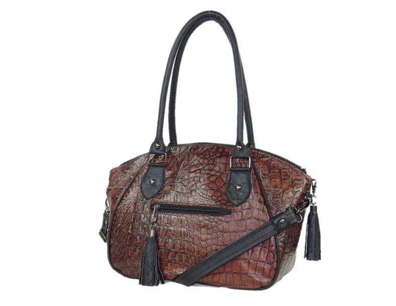 Croc Leather Satchel Handbag
