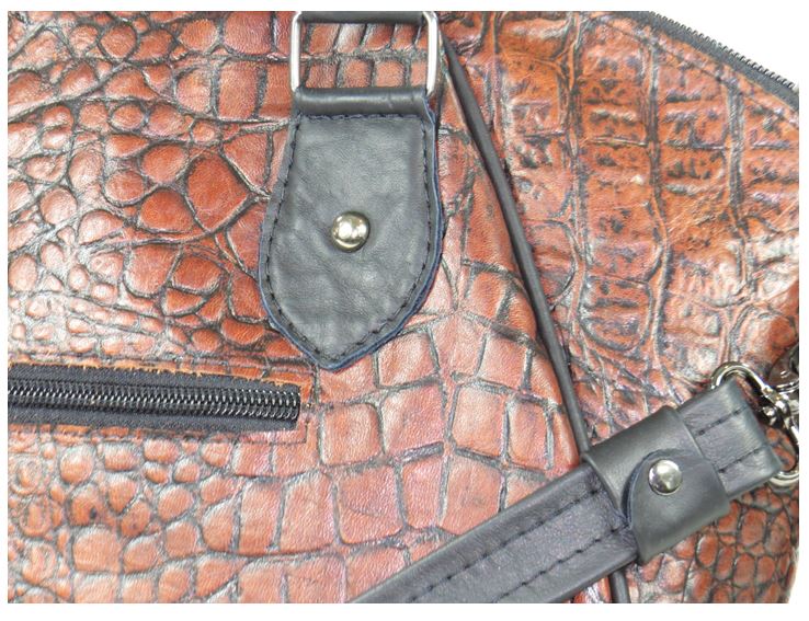 Croc Leather Satchel Handbag close-up view