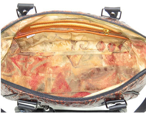 Croc Leather Satchel Handbag interior view