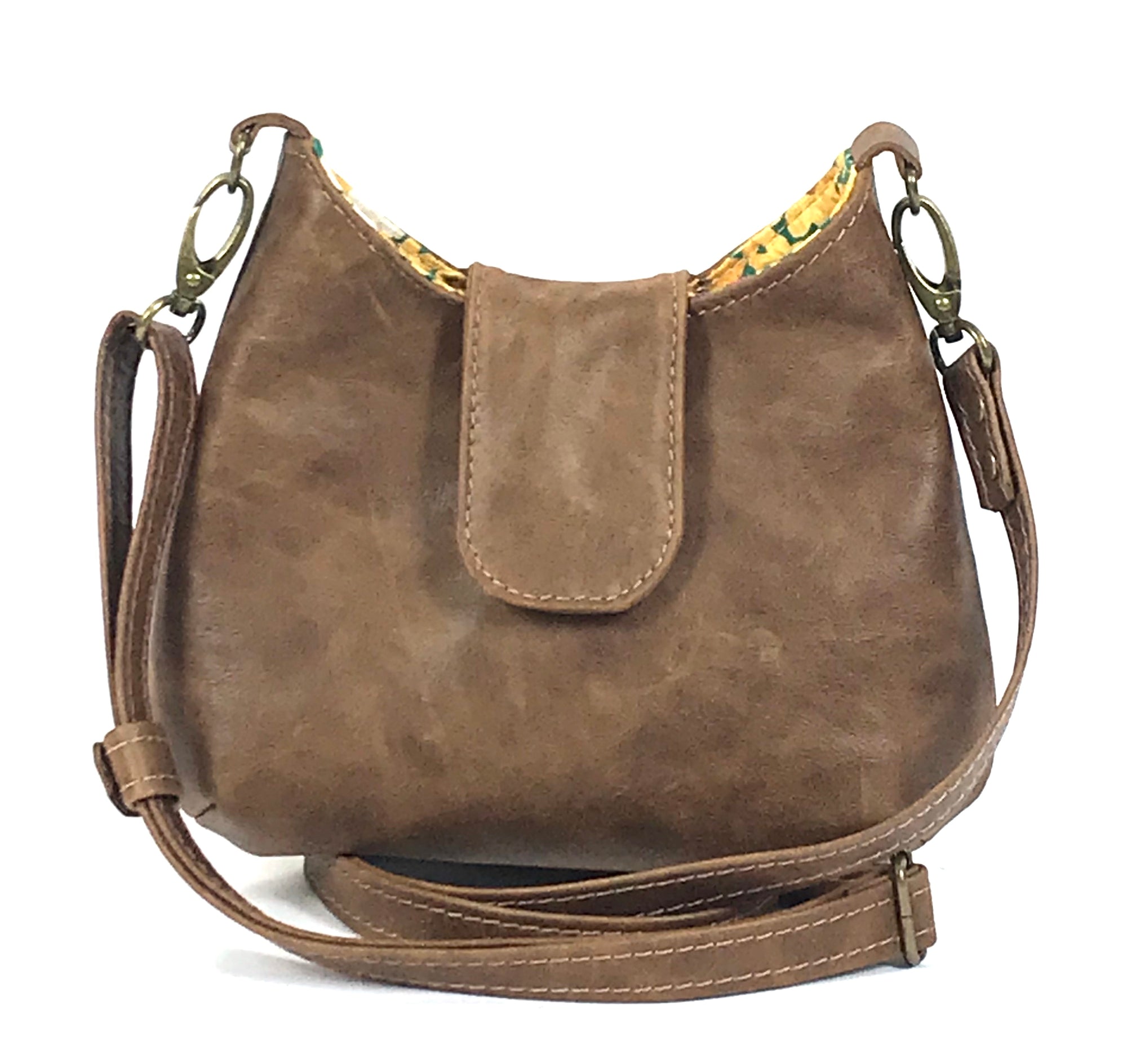 Distressed Brown Leather Mini Hobo Bag