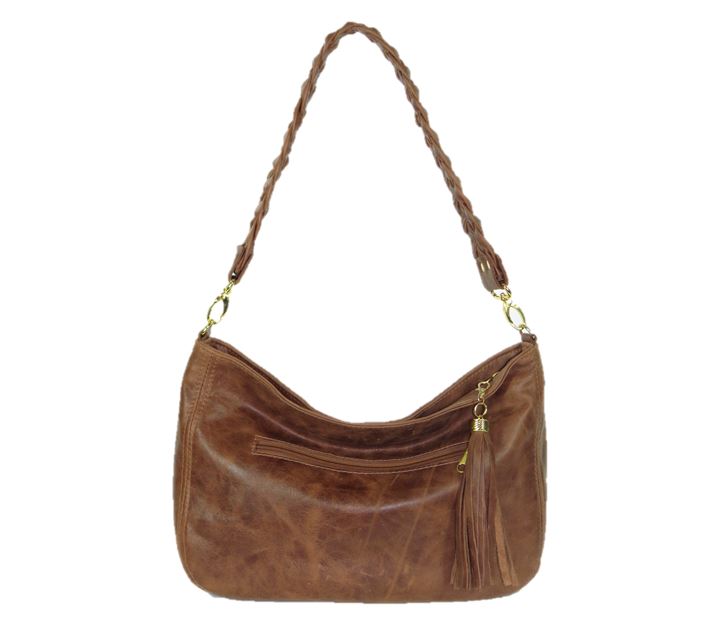 Distressed Brown Leather Hobo