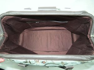Embroidered Suede and Genuine Leather Weekender Carpet Bag interior
