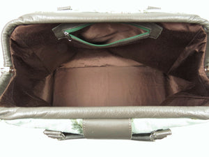 Embroidered Suede and Genuine Leather Weekender Carpet Bag interior zipper pocket