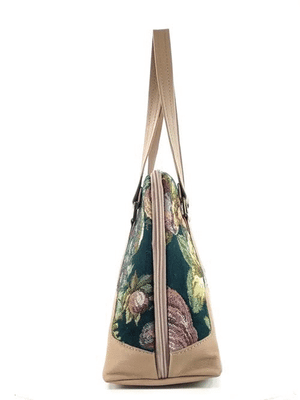 Emerald Garden Leather and Tapestry Bowler Bag