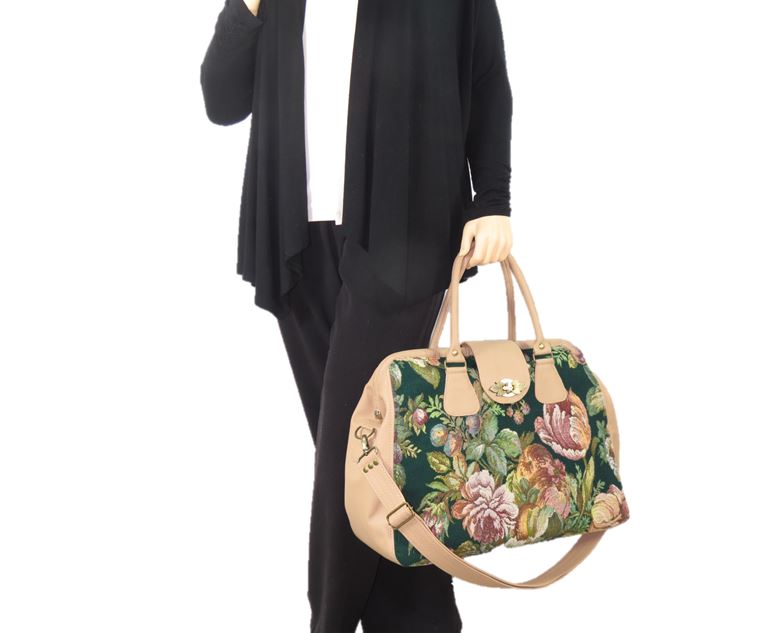Emerald Garden Leather and Tapestry Carpet Bag model view