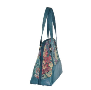 Enchanted Forest Leather and Tapestry Bowler Bag side view