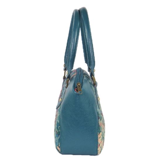 Enchanted Forest Leather and Tapestry Satchel side view