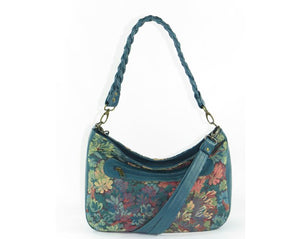 Enchanted Forest Leather and Tapestry Slouchy Hobo