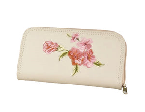 Faded Roses Beige Leather Wallet