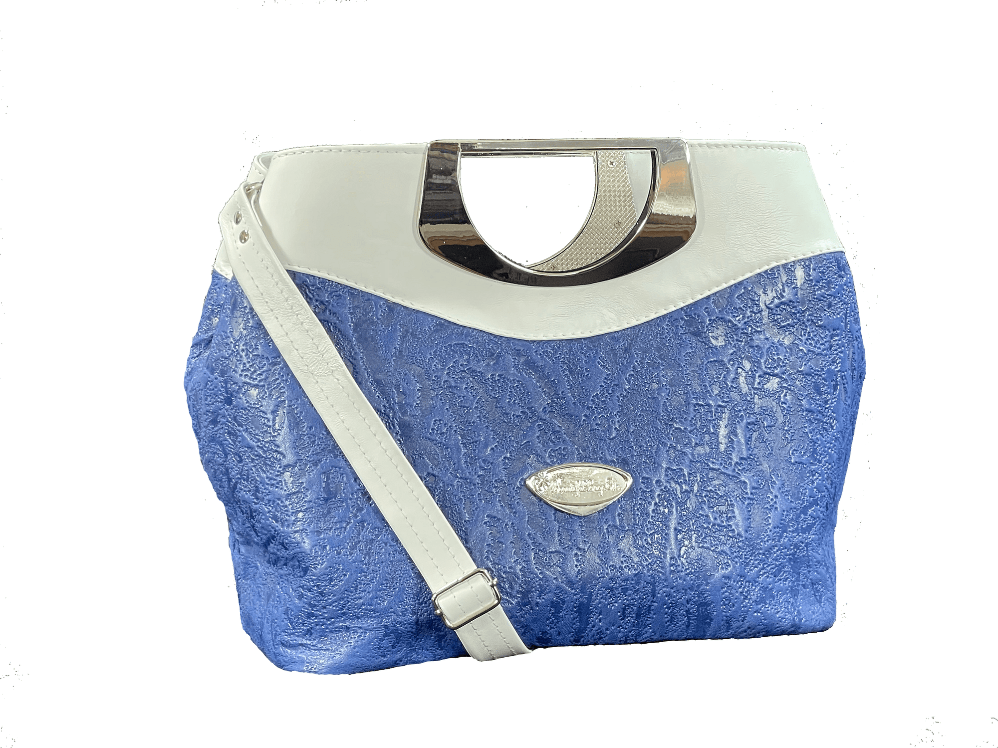 Fifth Avenue Blue and White Leather Satchel