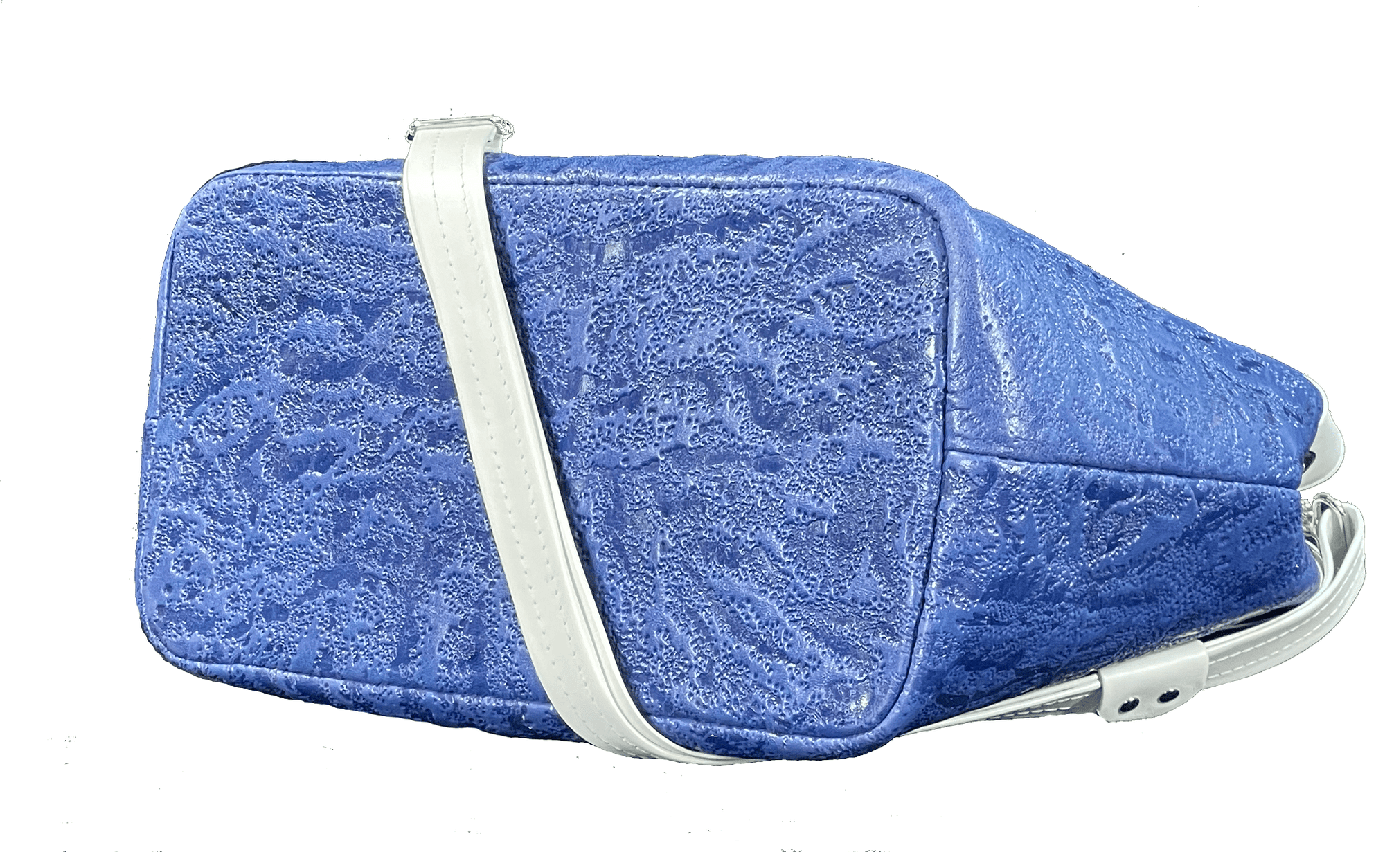 Fifth Avenue Blue and White Leather Satchel bottom view