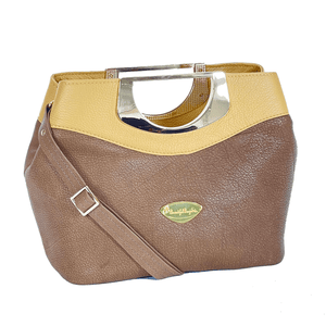 Fifth Avenue Brown and Gold Leather Satchel