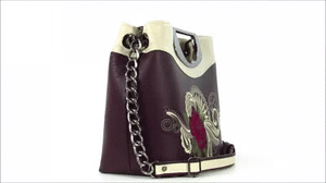 Fifth Avenue Embroidered Rose and Lace Leather Handbag 3D view