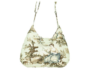 French Country Mint Toile Boho Crossbody Bag