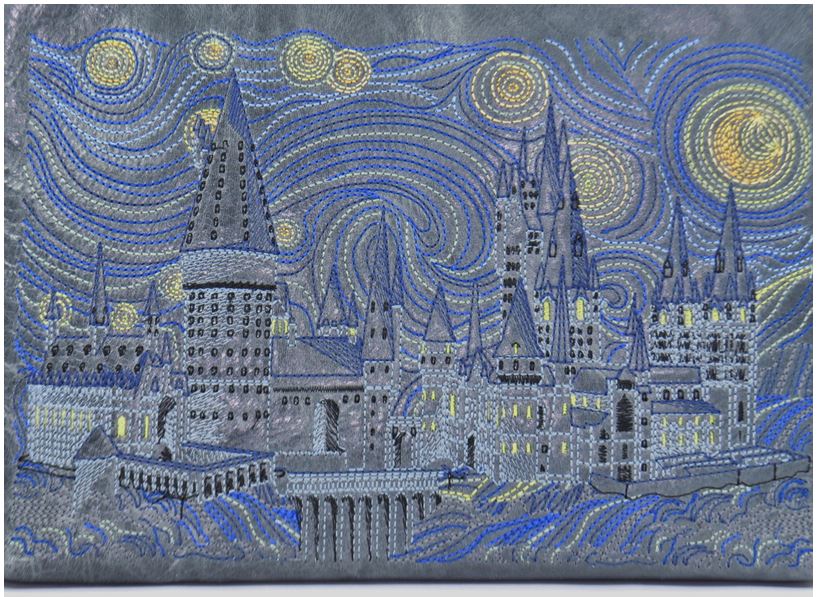 Hogwarts Starry Night Crossbody embroidery view