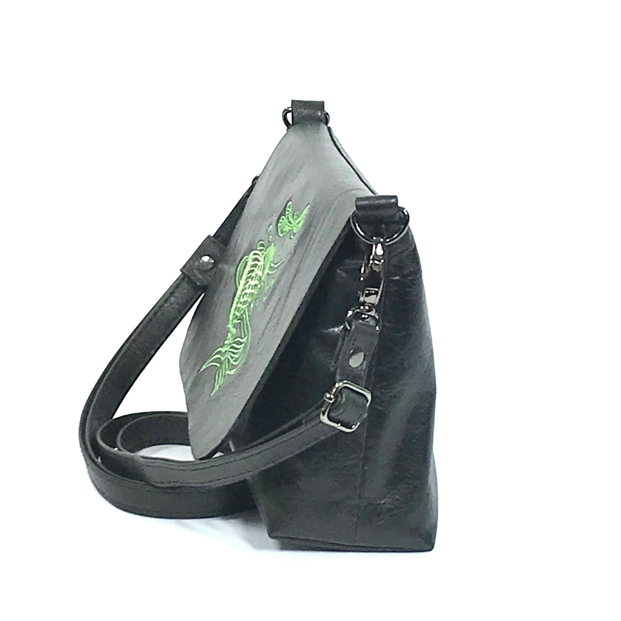 Laila's Black Leather Mini Flap Bag side view