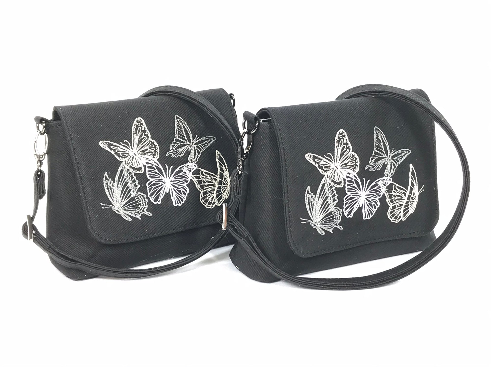 Ghost Butterflies Black Denim Mini Flap Bag