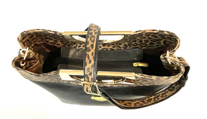 Fifth Avenue Black and Leopard Leather Bag