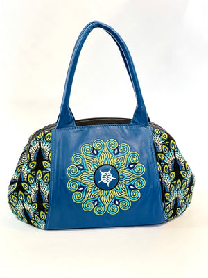 Hand-painted Leather Peacock Tote Bag