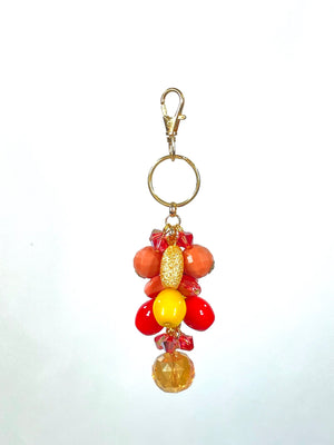 Coral and Yellow Keychain Purse Bling