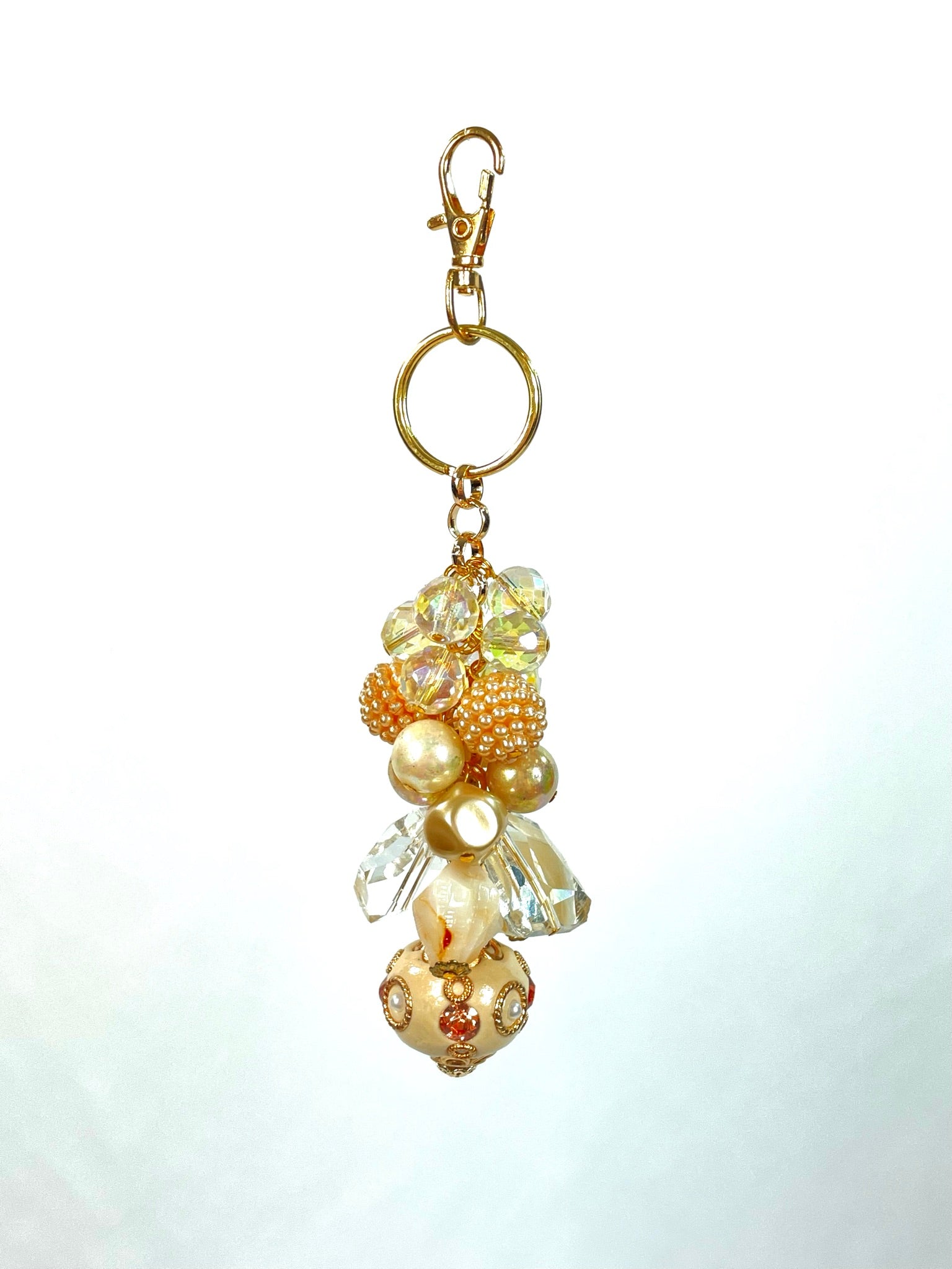 Ivory Crystal Keychain Purse Bling