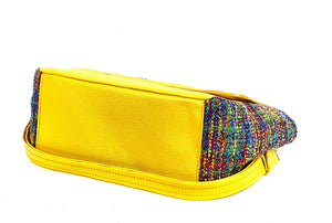 Yellow Leather and Rainbow Tweed Flap Bag