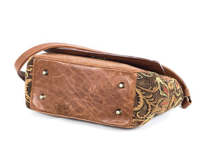 Paisley Tapestry and Cognac Leather Flap Bag