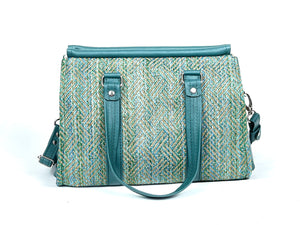 Natalie Teal Green Tweed and Leather