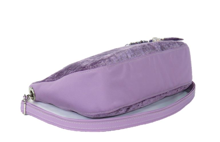 Lavender Leather and Velvet Slouchy Hobo base view