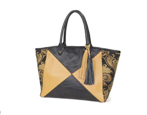 Leather and Tapestry X Tote