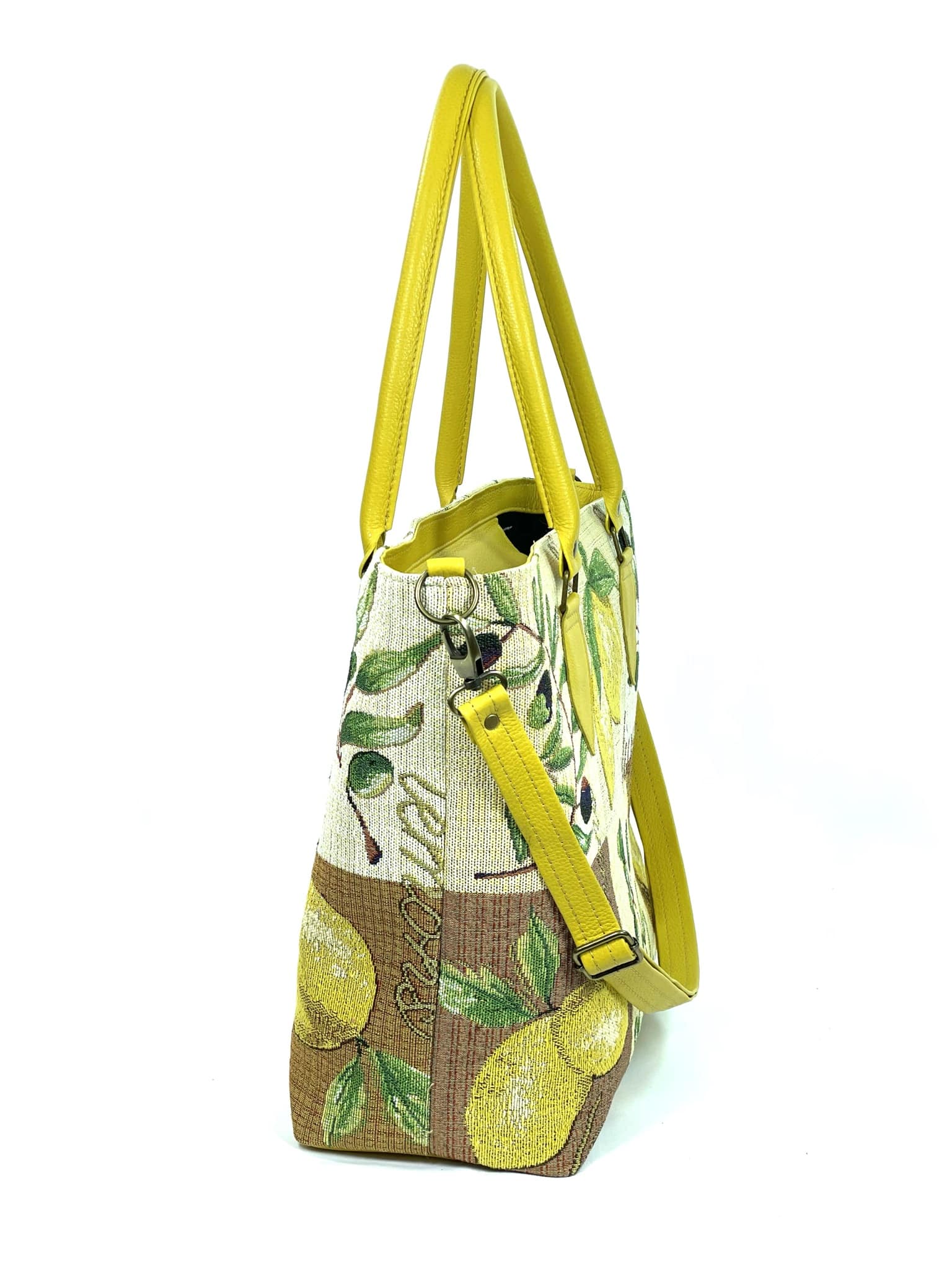 Lemon Tapestry Oversize Tote side view