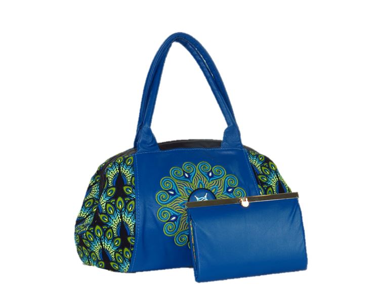 Mandala Leather and Peacock Print Doctor Bag with companion wallet