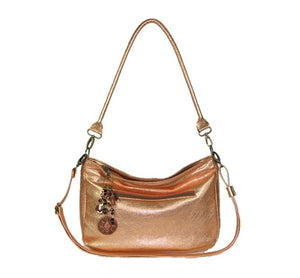 Metallic Copper Leather Slouchy Hobo Bag