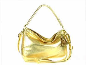 Metallic Gold Leather Slouch Hobo Bag 3D view
