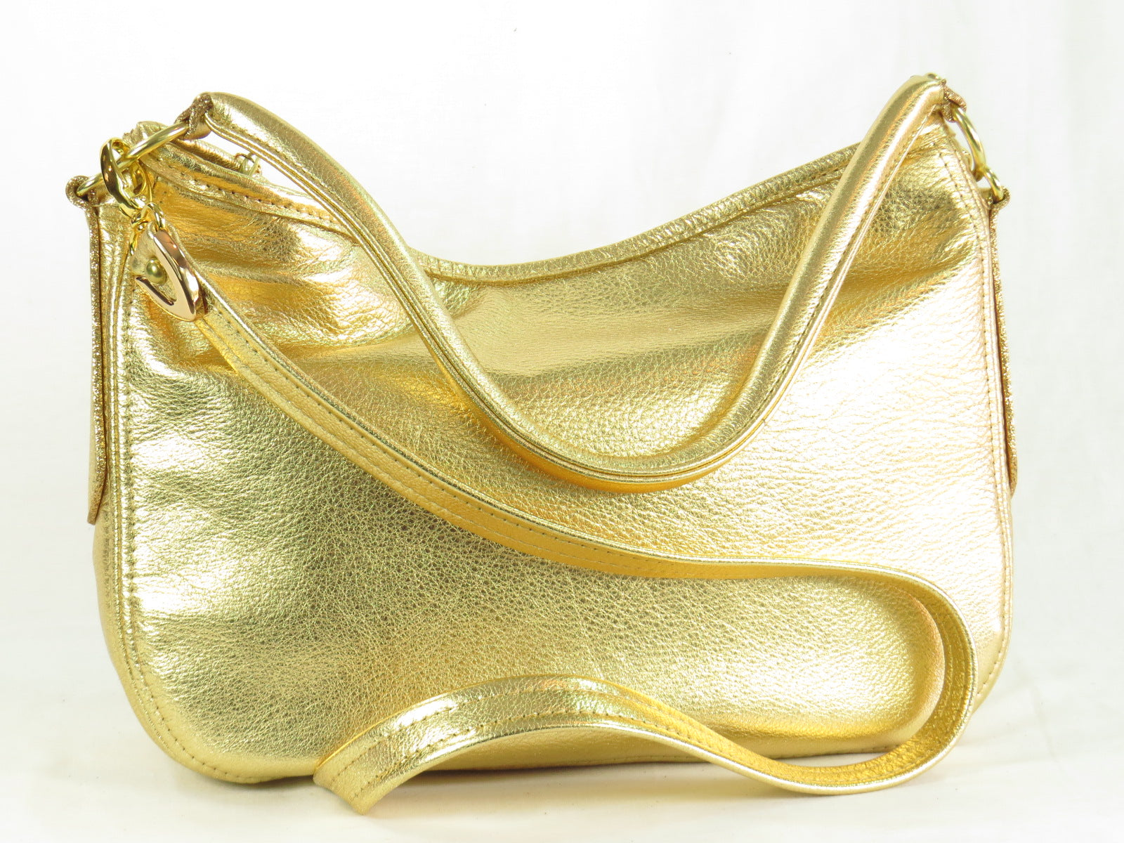 Metallic Gold Leather Slouch Hobo Bag back side