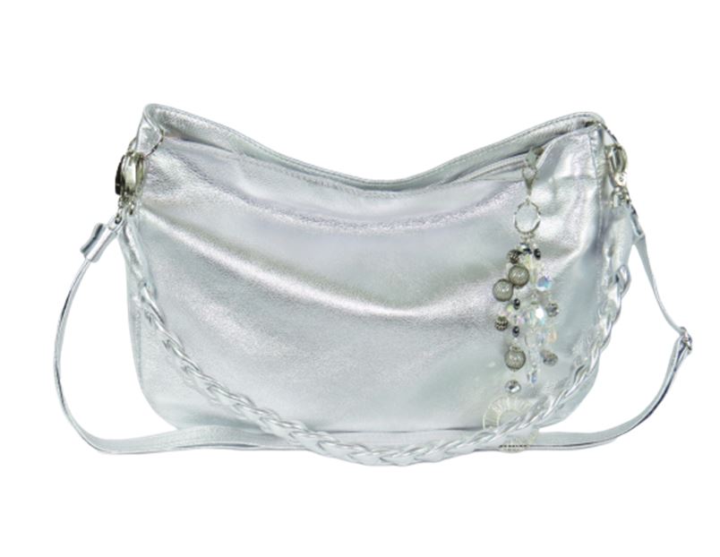 Metallic Silver Leather Slouchy Hobo slouch view
