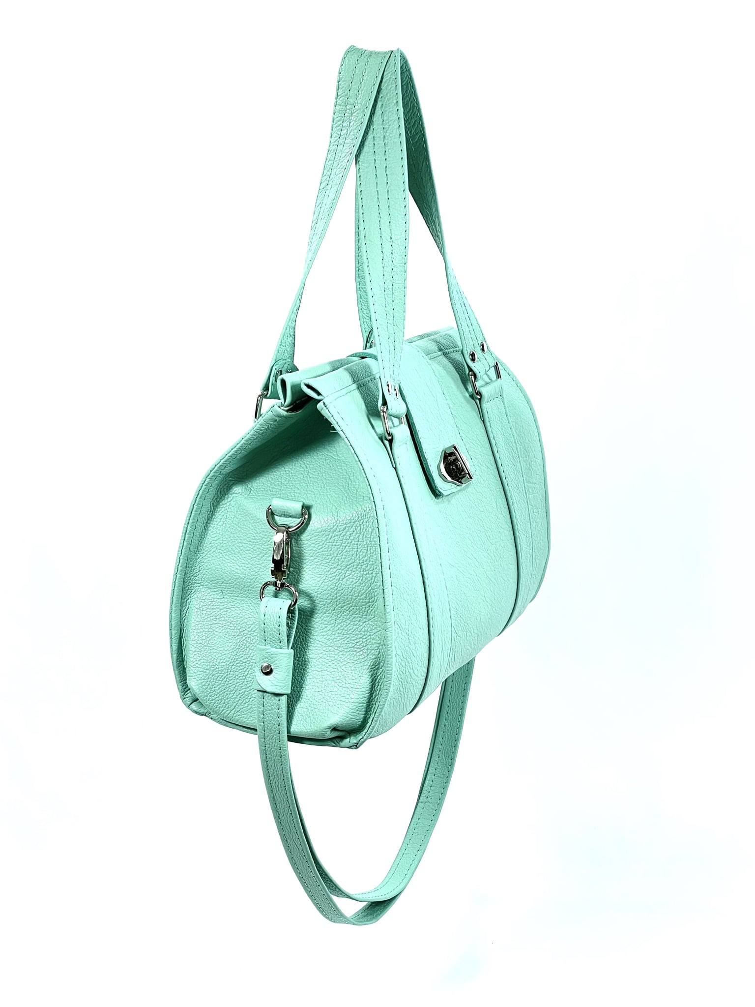 Natalie Mint Green Leather Satchel side view
