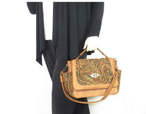 Paisley and Leather Composition Flap Bag model 1 view