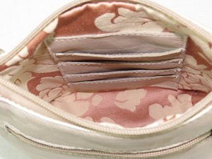 Pink Rose Beige Leather Crossbody interior card slots