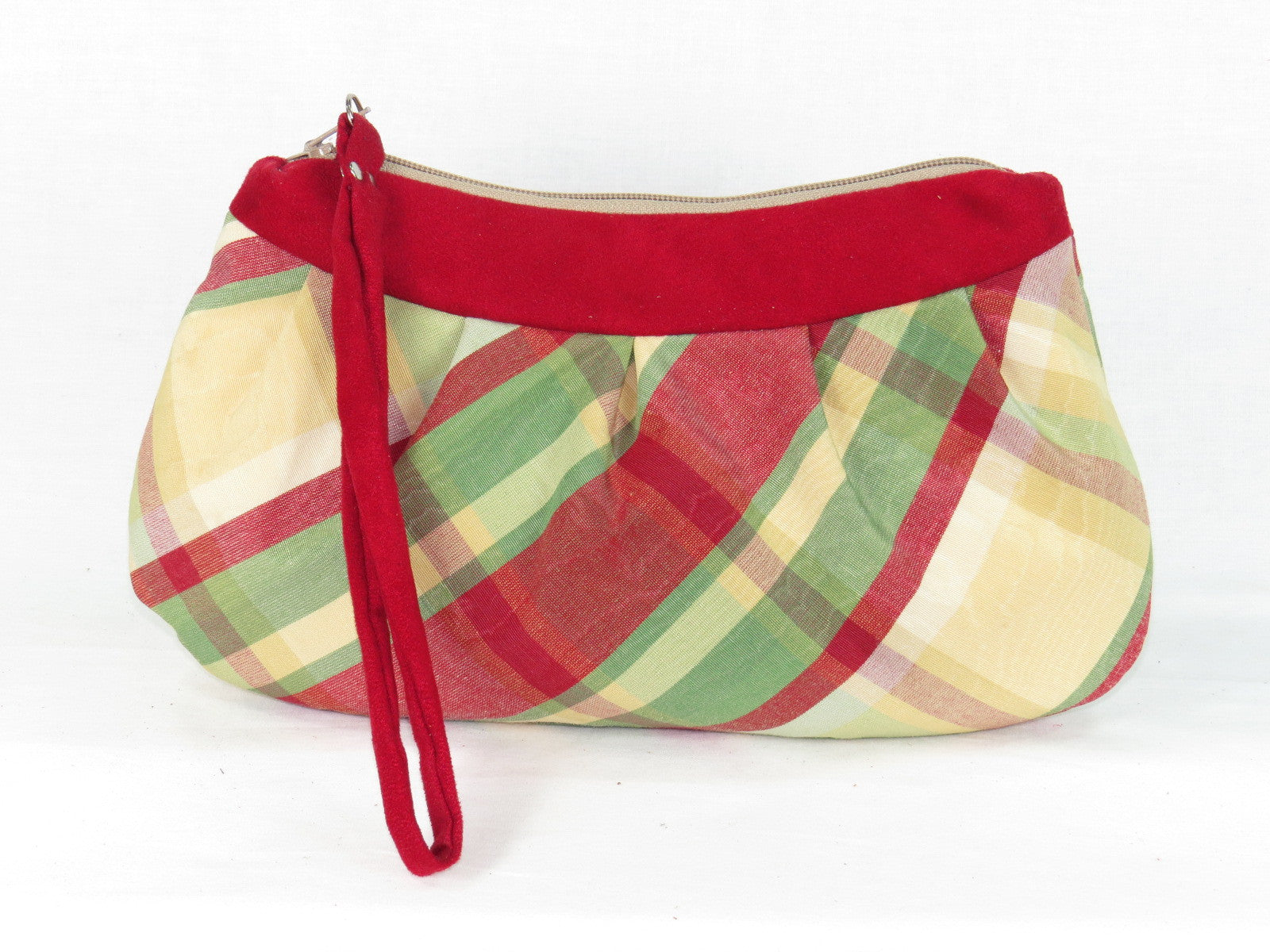 Primary Plaid Zipper Clutch