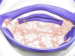 Purple Leather Slouch Hobo Purse internal zipper pocket