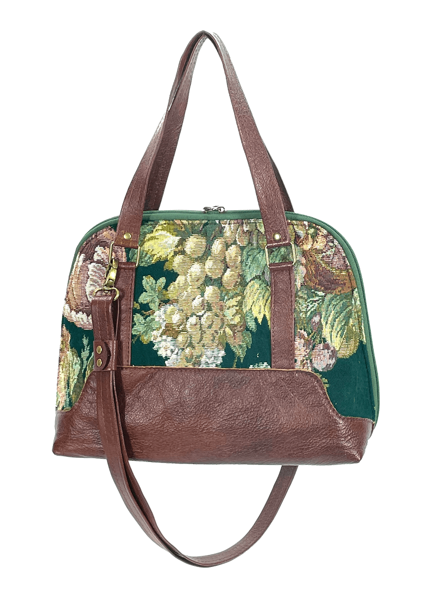 Rebecca’s Emerald Garden Tapestry and Leather Bowler Bag  back view