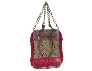 Red Fringe Victorian Gypsy Bag back view