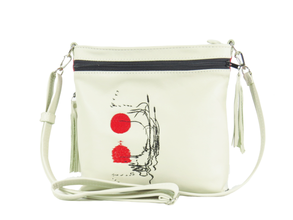 Red Sunset White Leather Cross Body Bag