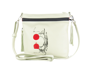 Red Sunset White Leather Cross Body Bag