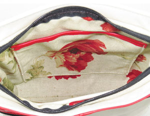 Red Sunset White Leather Cross Body Bag interior view
