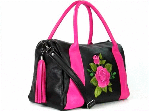 Roses For Millie black leather satchel